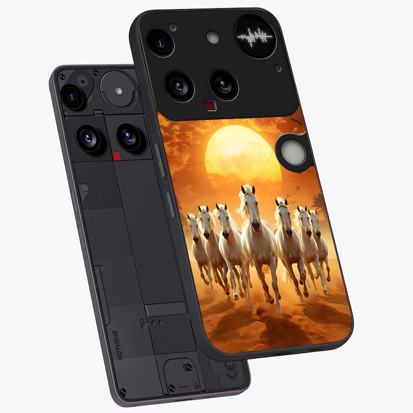 Wild Sunset Majesty Glass Case displayed in angled mockup highlighting vibrant sunset sky design with scenic aesthetic.