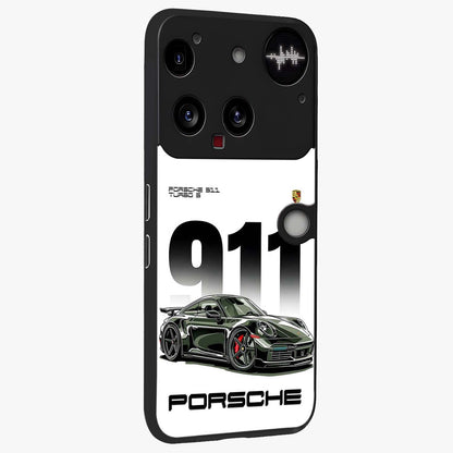 911 Turbo Dominance Glass Case upright perspective showcasing powerful racing design and modern automotive aesthetic.
