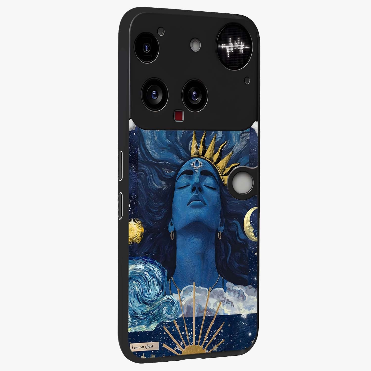 Aesthetic Lord Shiva Glass Case upright view showcasing powerful Lord Shiva artwork with devotional theme.