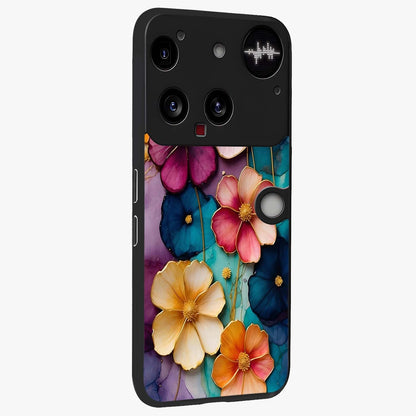 Artlyn Grace Flower Pattern Glass Case upright view showcasing graceful floral artwork with aesthetic botanical style.