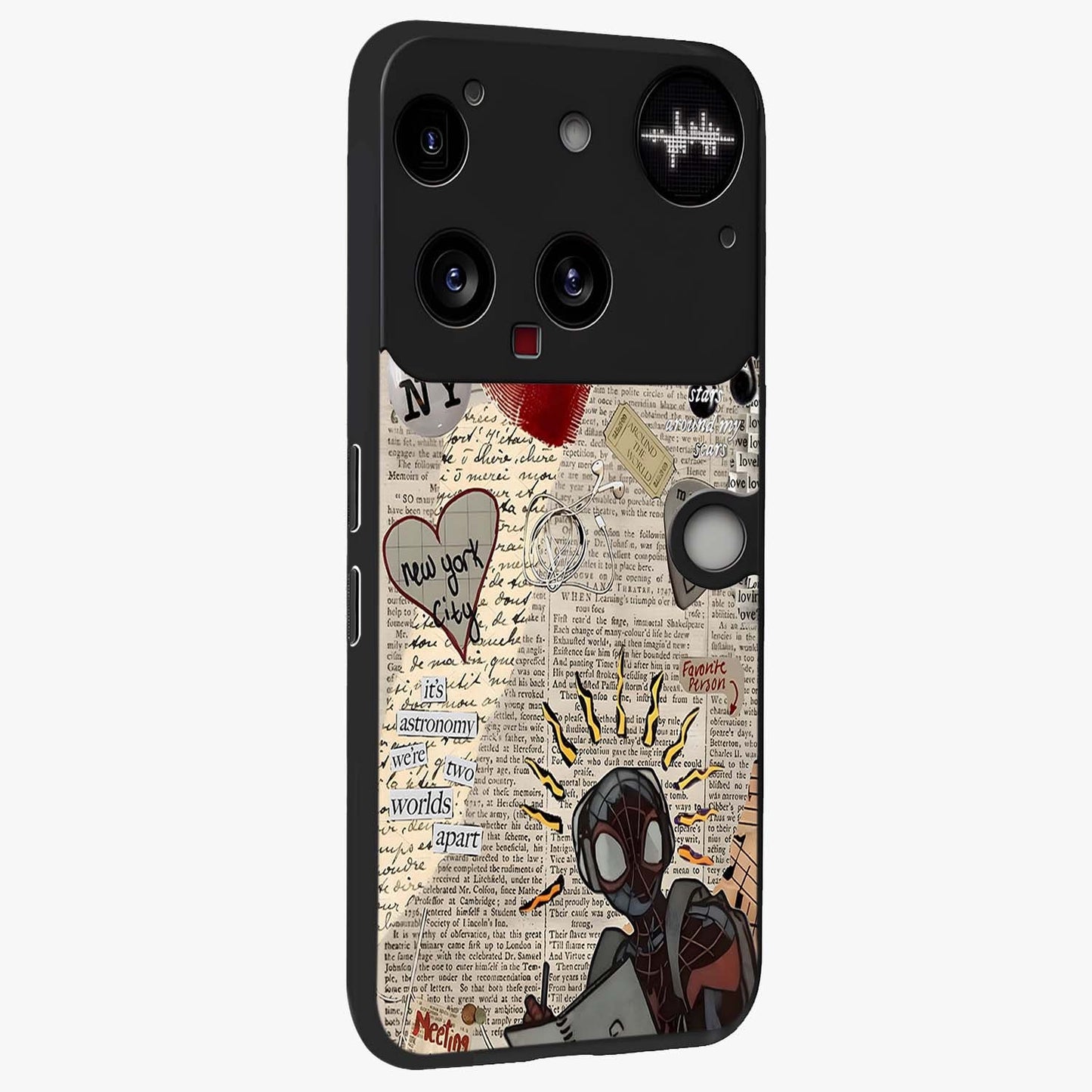 City Dream Sketch Glass Case upright view showcasing urban skyline artwork with stylish hand drawn design.