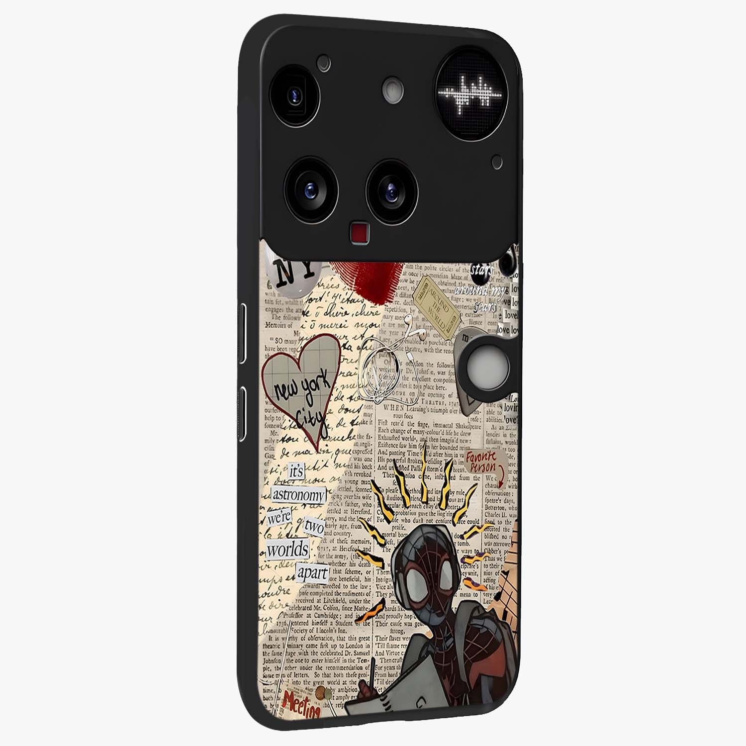 City Dream Sketch Glass Case upright view showcasing urban skyline artwork with stylish hand drawn design.