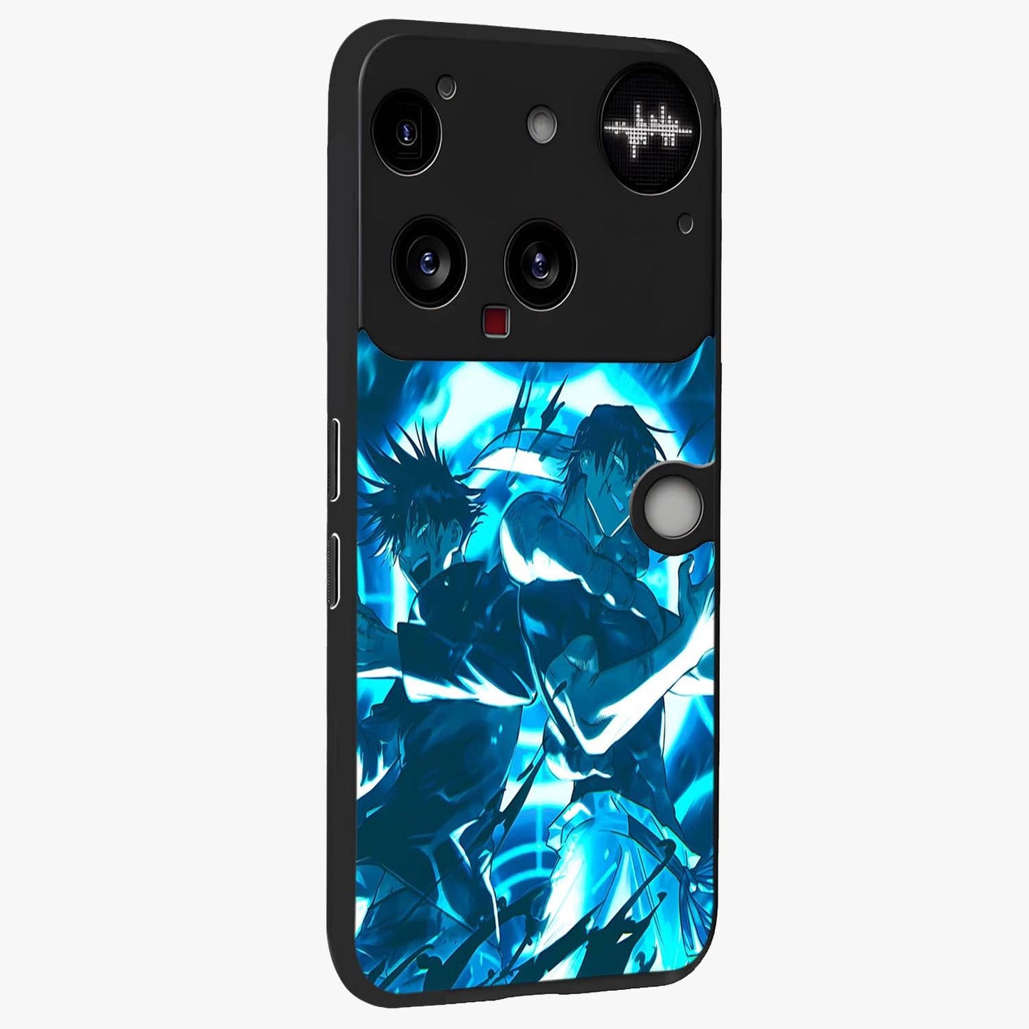 Cursed Energy Clash Glass Case upright view showcasing dramatic clash artwork with bold supernatural theme.