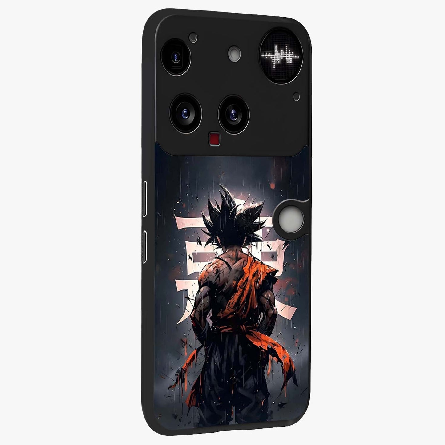 Dark Warrior In Rain Glass Case upright view showcasing powerful rainy battle scene with intense cinematic style.