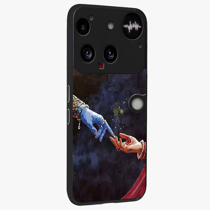 Divine Touch Eternal Glass Case upright view showcasing peaceful spiritual artwork with eternal divine theme.