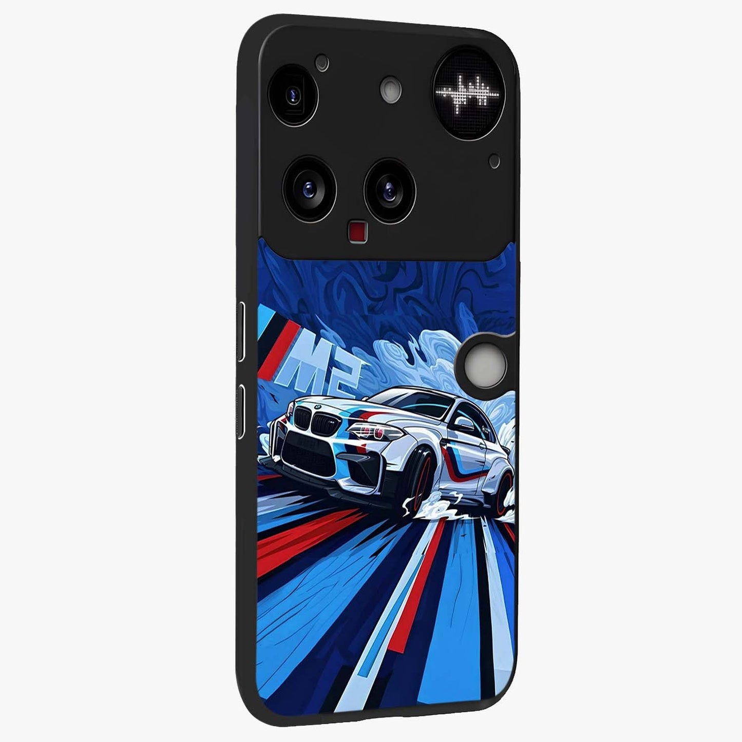 Drift Power Rush Glass Case upright view showcasing high speed racing artwork with bold automotive theme.