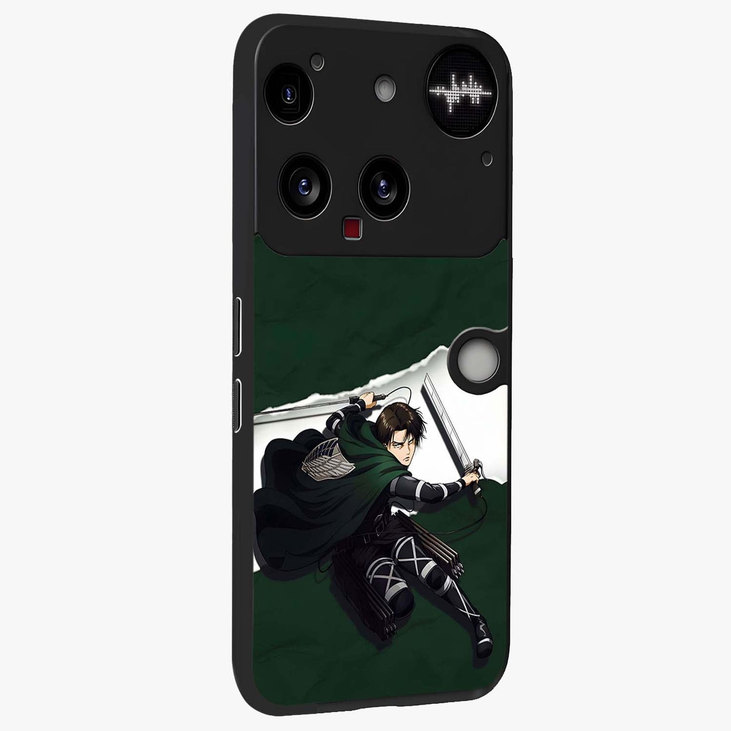 Emerald War Vanguard Glass Case upright view showcasing dramatic warrior artwork with bold fantasy theme.