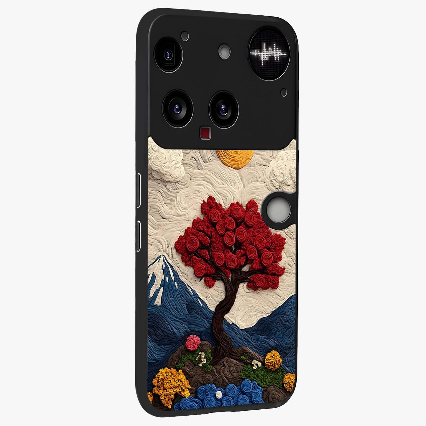Eternal Nature Tapestry Glass Case upright view showcasing elegant nature tapestry design with decorative style.