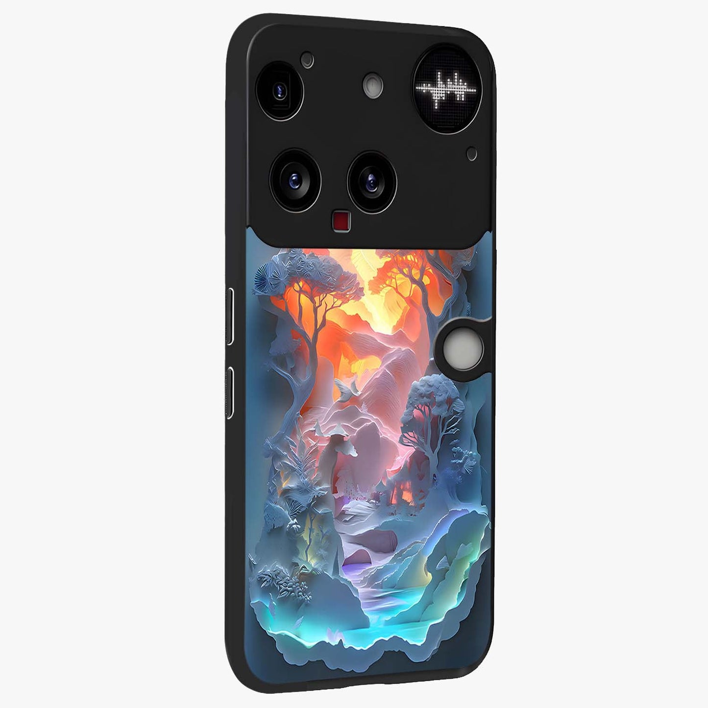 Glow Forest Portal Glass Case upright view showcasing enchanted forest portal artwork with fantasy nature theme.