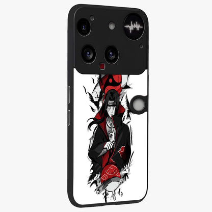 Itachi Limited Edition Naruto Anime Glass Case upright view showcasing intense anime artwork with powerful character theme.