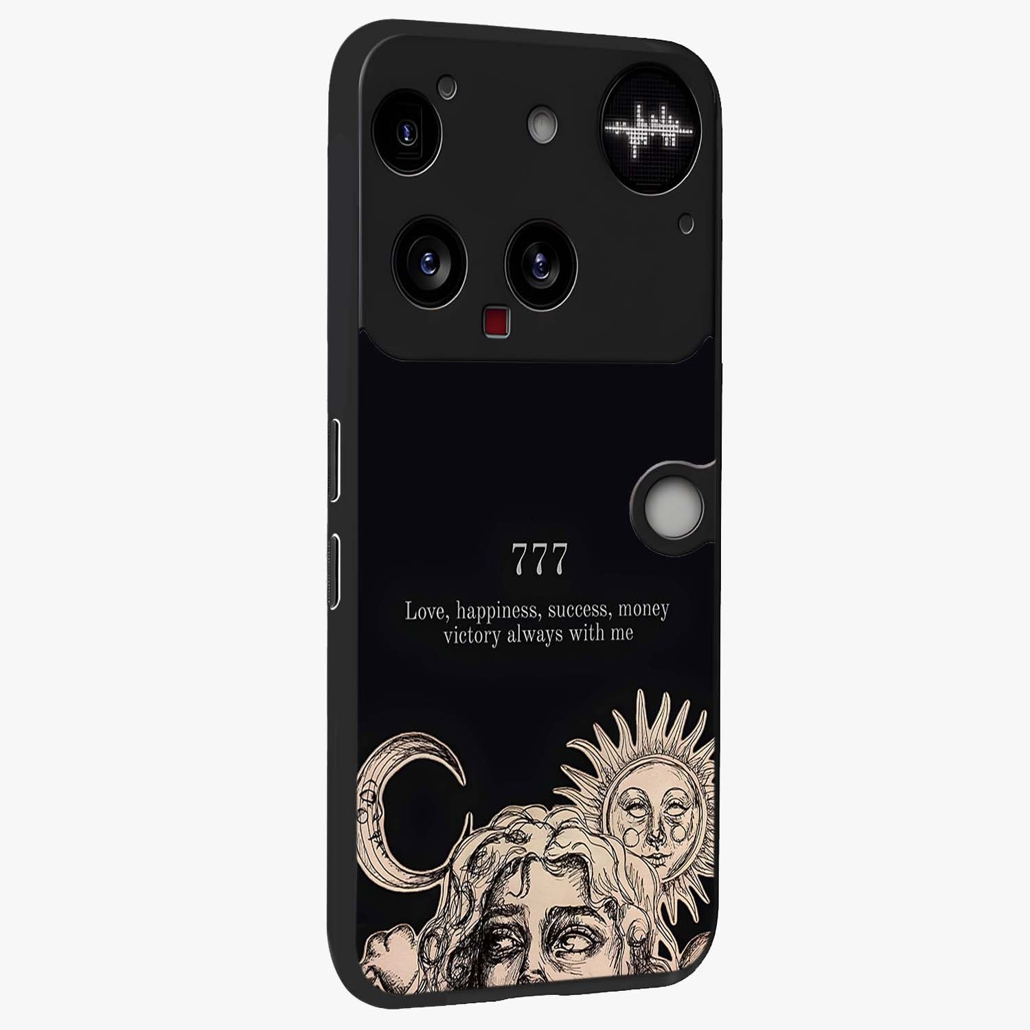 Mystic Victory Aura Glass Case upright view showcasing powerful victory themed artwork with spiritual energy vibe.