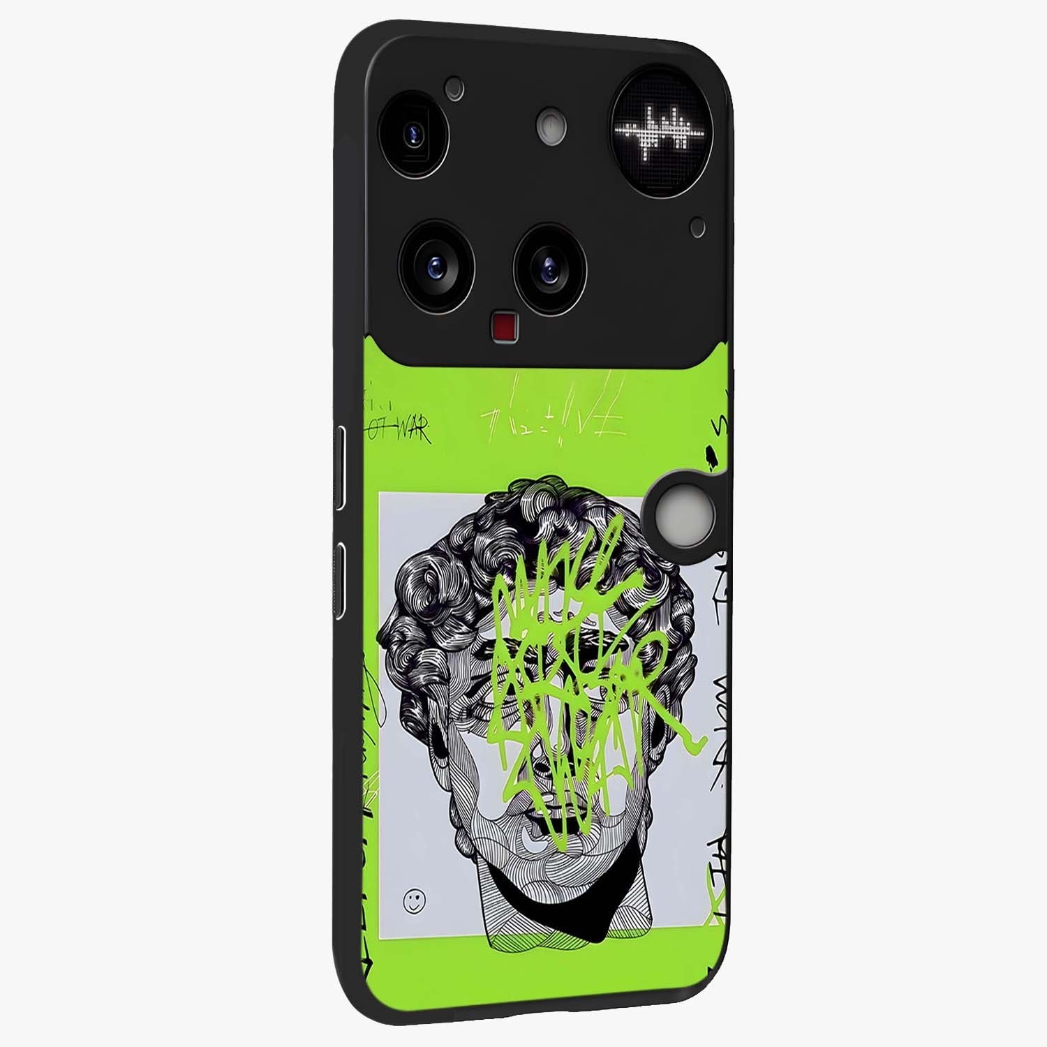 Neo Graffiti Rebellion Glass Case upright view showcasing colorful graffiti artwork with bold modern street style.