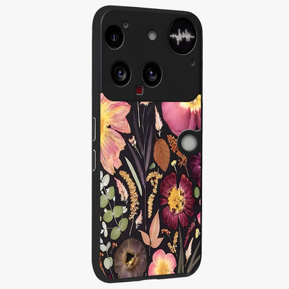 Petal Dream Tapestry Glass Case upright view showcasing detailed floral tapestry artwork with artistic nature theme.