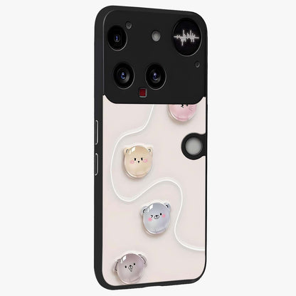 Puffy Face Parade Glass Case upright view showcasing adorable character artwork with cheerful animated theme.