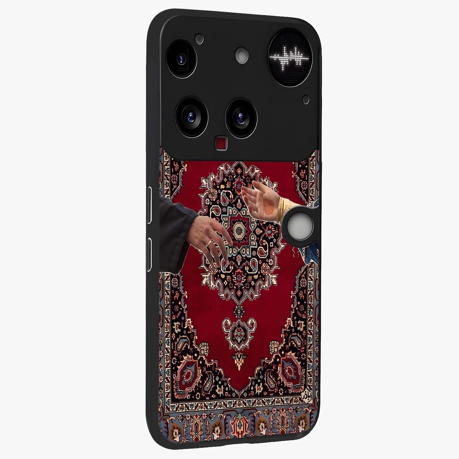 Royal Touch Reach Glass Case upright view showcasing stylish royal inspired artwork with graceful theme.