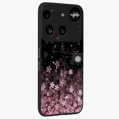 Small Starry Flowers Glass Case upright view showcasing charming floral artwork with dreamy starry theme.