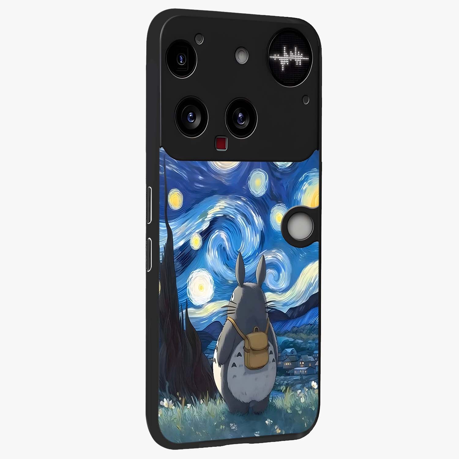 Totoro In Van Gogh Art Glass Case upright view showcasing creative character artwork with painterly artistic theme.