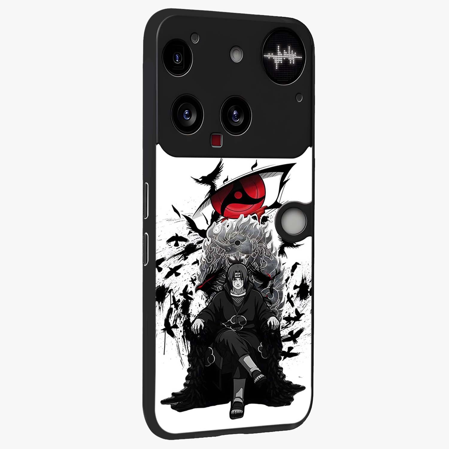 Uchiha Shadow Throne Glass Case upright view showcasing magical underwater galaxy artwork with vibrant cosmic theme.