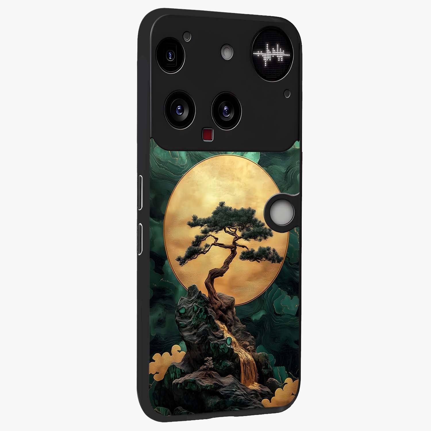 Zen Moon Rise Glass Case upright view showcasing serene moon artwork with tranquil night theme.