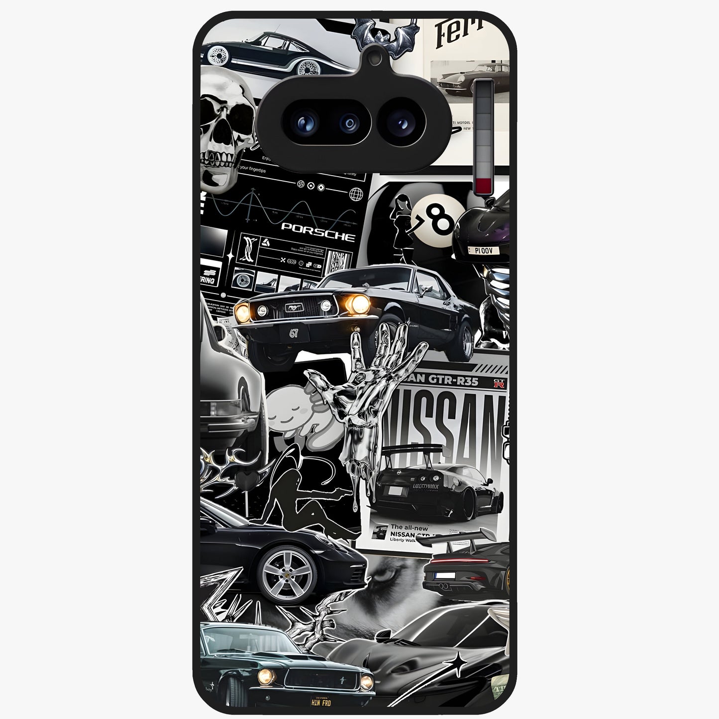 Aesthetic Dark Love Glass Case showing flat back view with dark romantic artwork and glossy glass finish.