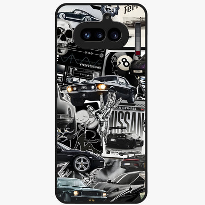 Aesthetic Dark Love Glass Case showing flat back view with dark romantic artwork and glossy glass finish.