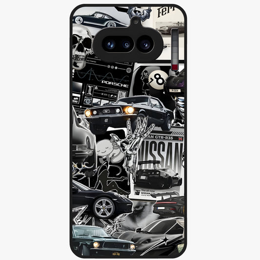 Aesthetic Dark Love Glass Case showing flat back view with dark romantic artwork and glossy glass finish.