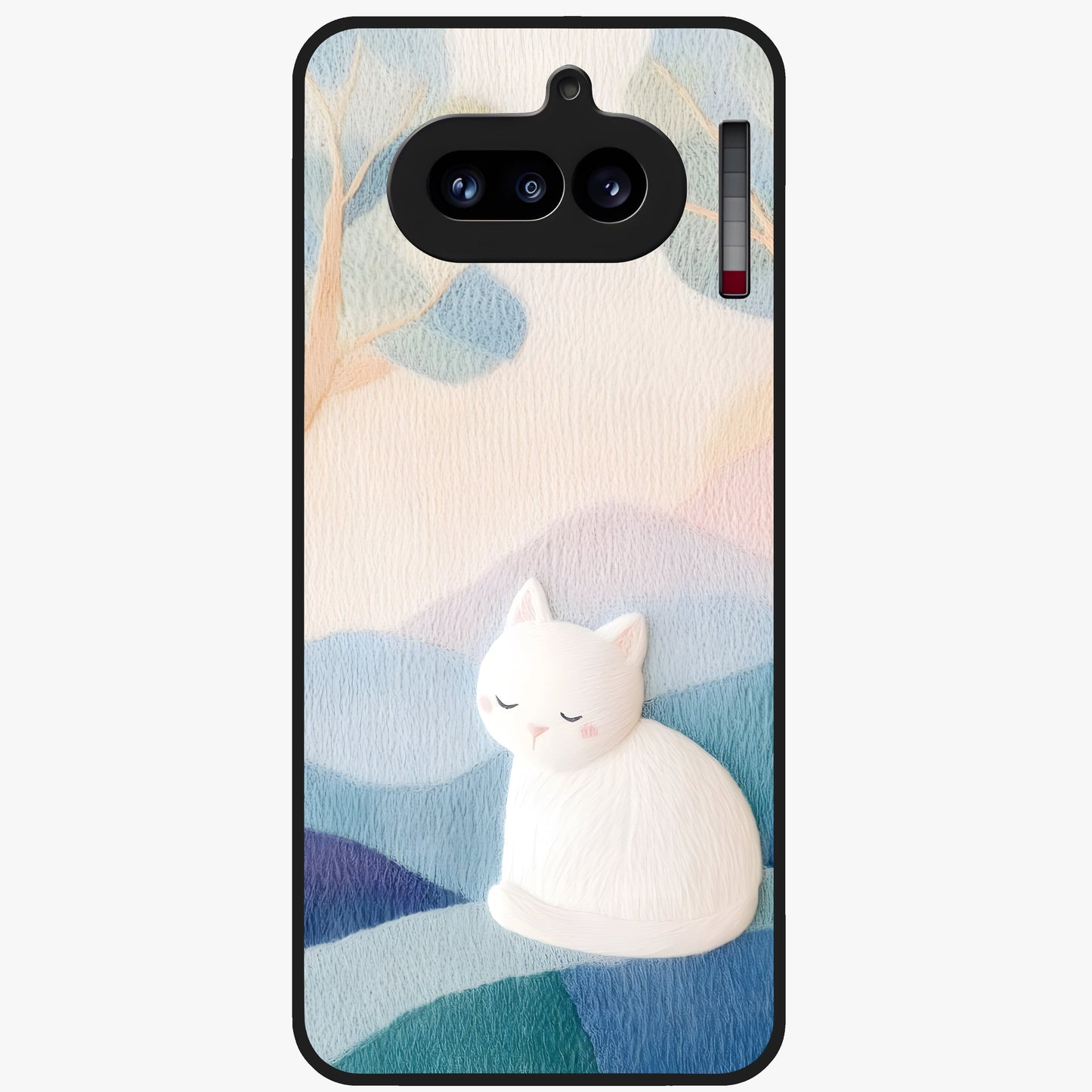 Cotton Dream Cat Glass Case showing flat back view with soft dreamy cat artwork and glossy glass finish.