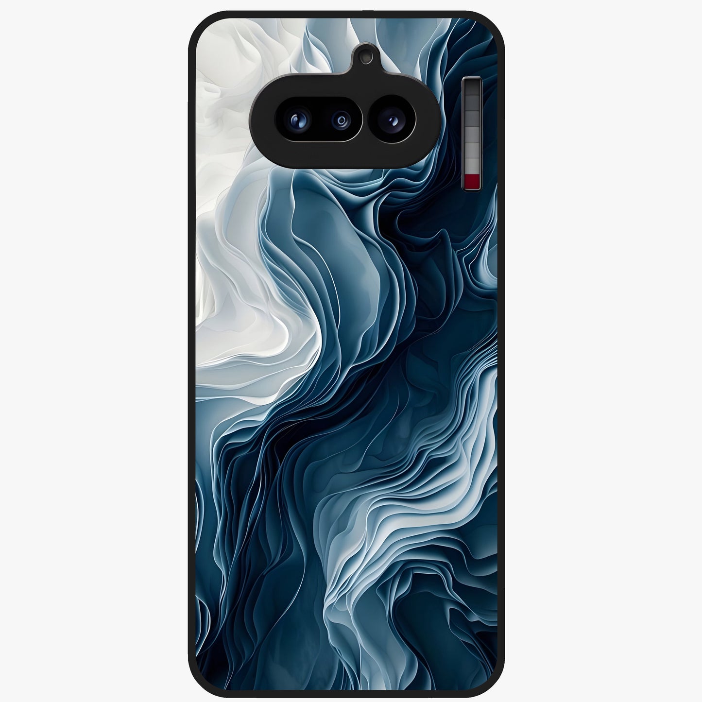 Ethereal Paper Marble Glass Case showing flat back view with soft marble paper texture artwork and glossy glass finish.