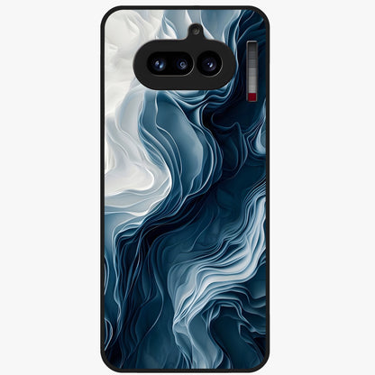 Ethereal Paper Marble Glass Case showing flat back view with soft marble paper texture artwork and glossy glass finish.