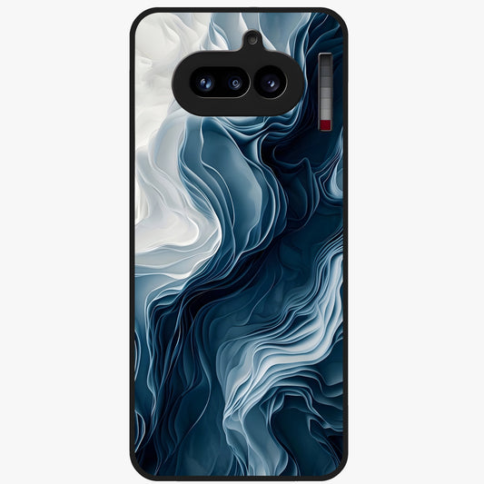 Ethereal Paper Marble Glass Case showing flat back view with soft marble paper texture artwork and glossy glass finish.