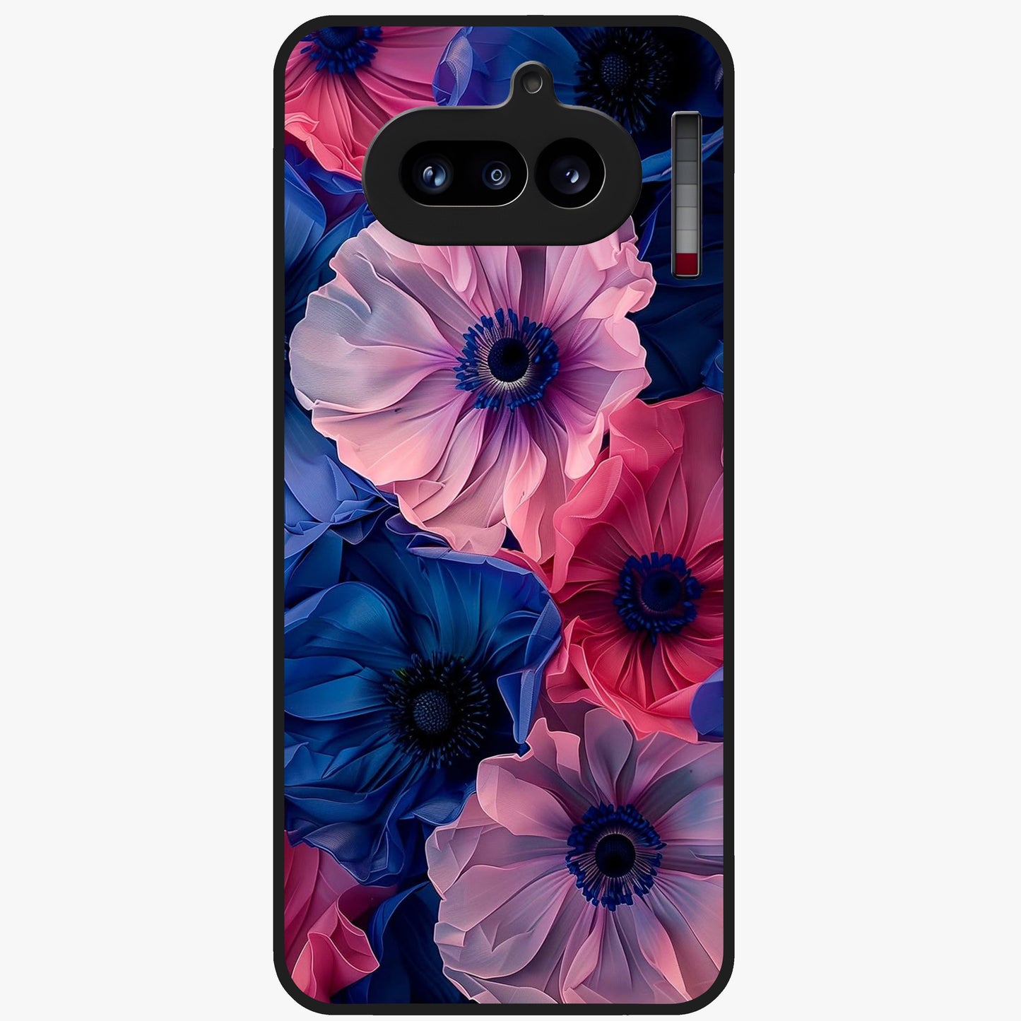 Flower Paper Art Pattern Glass Case showing flat back view with paper cut style floral artwork and glossy glass finish.