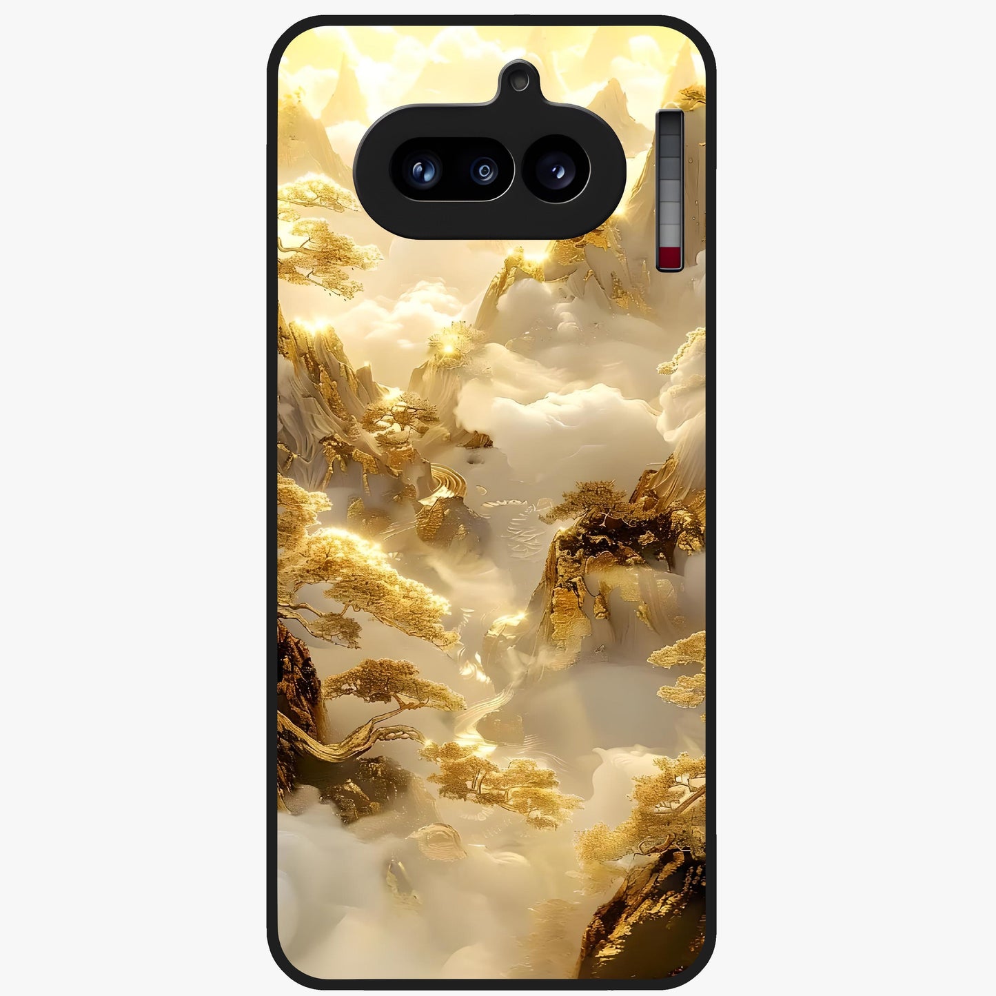 Gates Of Illumination Glass Case showing flat back view with mystical illuminated gate artwork and glossy glass finish.