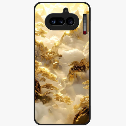 Gates Of Illumination Glass Case showing flat back view with mystical illuminated gate artwork and glossy glass finish.