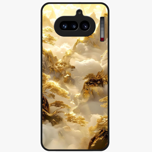 Gates Of Illumination Glass Case showing flat back view with mystical illuminated gate artwork and glossy glass finish.