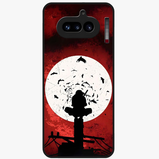 Itachi Limited Edition Naruto Anime Glass Case showing flat back view with iconic anime character artwork and glossy glass finish.