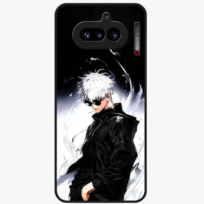 Limitless Shadow King Glass Case showing flat back view with powerful shadow warrior artwork and glossy glass finish.
