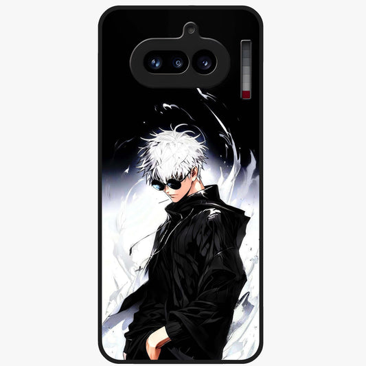 Limitless Shadow King Glass Case showing flat back view with powerful shadow warrior artwork and glossy glass finish.