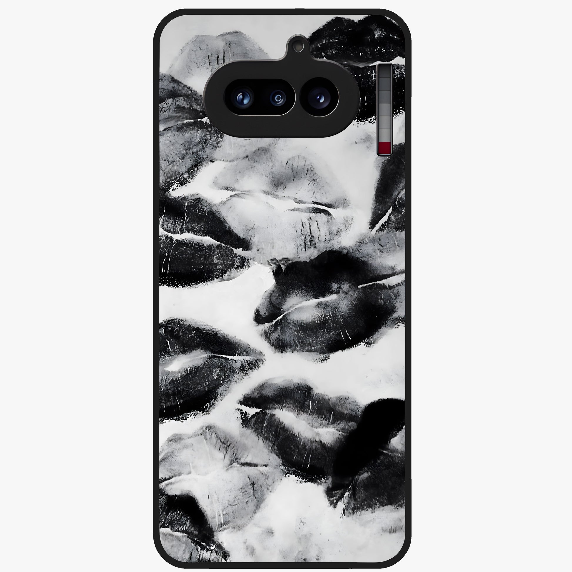 Midnight Kiss Marks Glass Case showing flat back view with lipstick kiss mark artwork and glossy glass finish.