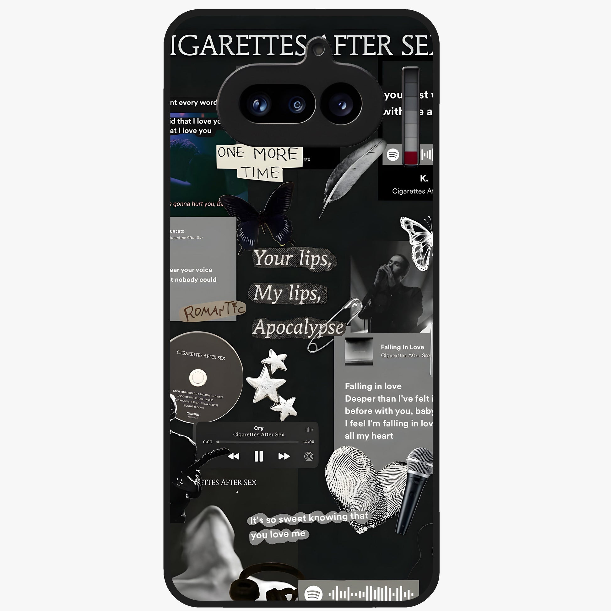 Midnight Love Echo Glass Case showing flat back view with romantic midnight themed artwork and glossy glass finish.
