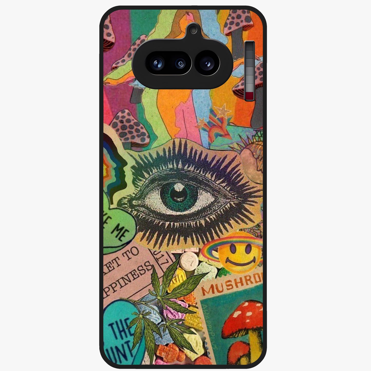 Mystic Eye Wonderland Glass Case showing flat back view with mystical eye themed artwork and glossy glass finish.
