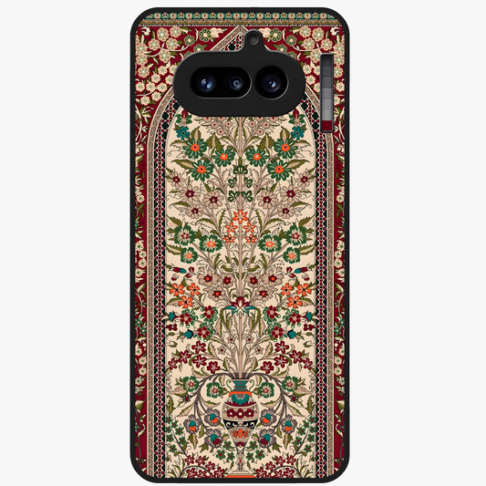 Persian Inspired Glass Case showing flat back view with ornate Persian style pattern artwork and glossy glass finish.