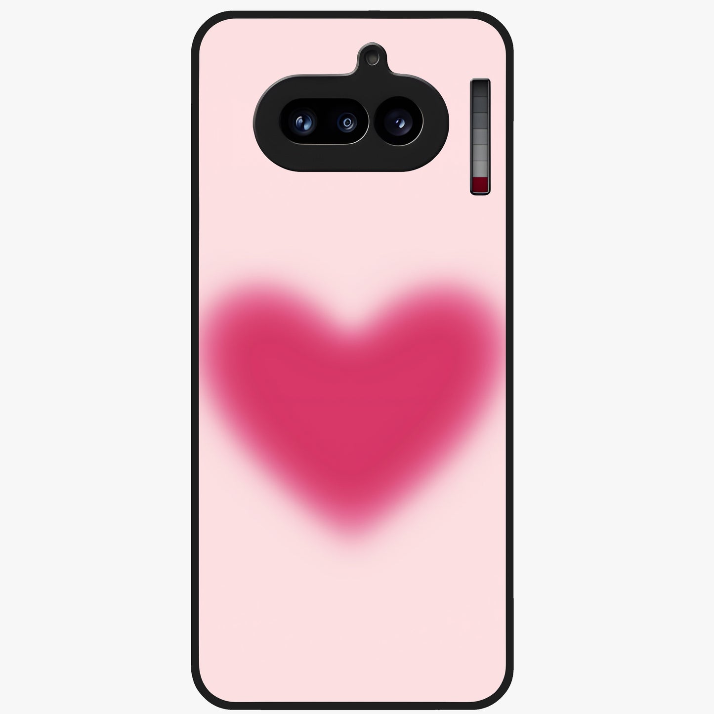 Pink Aura Heart Glass Case showing flat back view with glowing heart artwork and glossy glass finish.