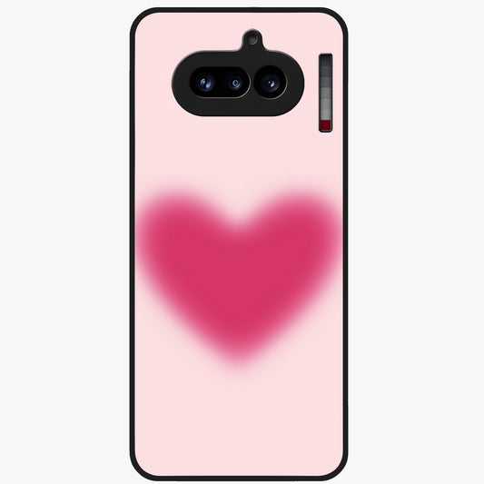 Pink Aura Heart Glass Case showing flat back view with glowing heart artwork and glossy glass finish.