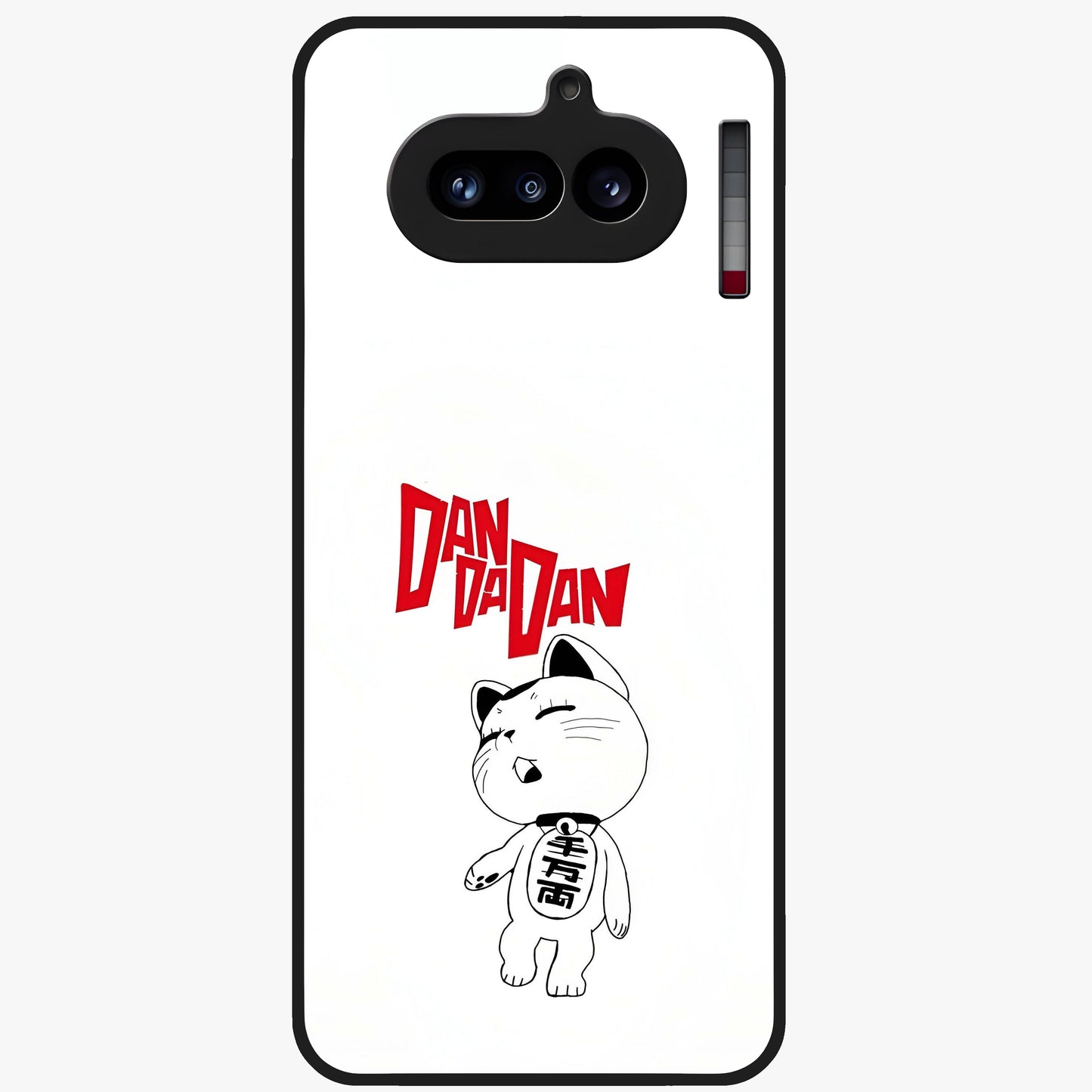 Playful Spirit Charm Glass Case showing flat back view with cheerful charm themed artwork and glossy glass finish.