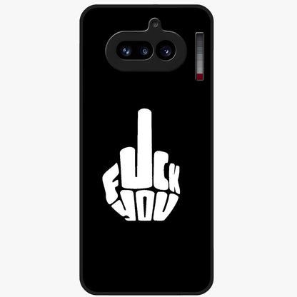 Rebel Mode On Glass Case showing flat back view with bold rebellious typography artwork and glossy glass finish.