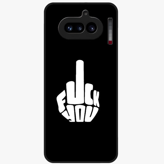 Rebel Mode On Glass Case showing flat back view with bold rebellious typography artwork and glossy glass finish.