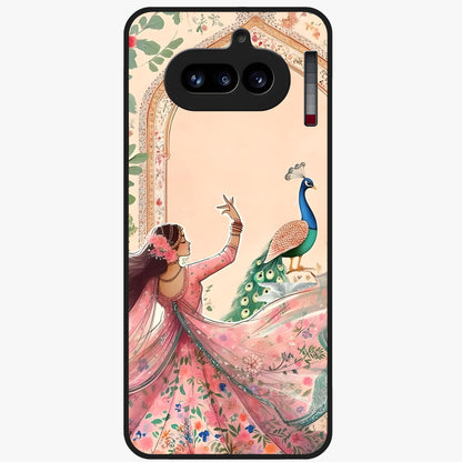 Royal Grace Muse Glass Case showing flat back view with elegant artistic artwork and glossy glass finish.