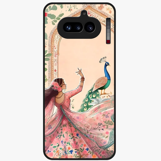 Royal Grace Muse Glass Case showing flat back view with elegant artistic artwork and glossy glass finish.