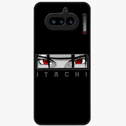 Scarlet Gaze Dominance Glass Case showing flat back view with striking red themed artwork and glossy glass finish.