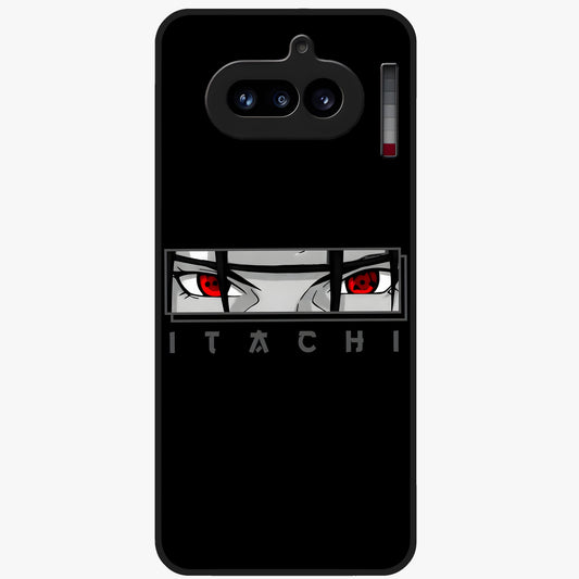 Scarlet Gaze Dominance Glass Case showing flat back view with striking red themed artwork and glossy glass finish.